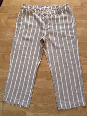 MAC Damen Hose, 100% Leinen, Gr. 40, beige/gestreift