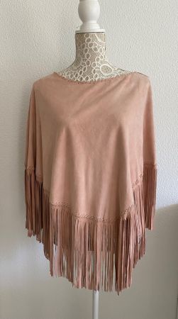 Nappa-Leder Poncho puder-rosé
