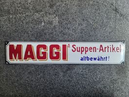 Werbeschild MAGGI Suppen-Artikel Emaille altbewährt 80er