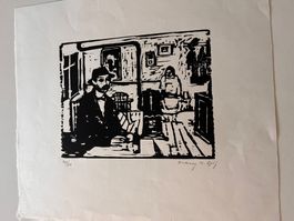 Lithographie Franz K. Opitz Holzdruck 40/60