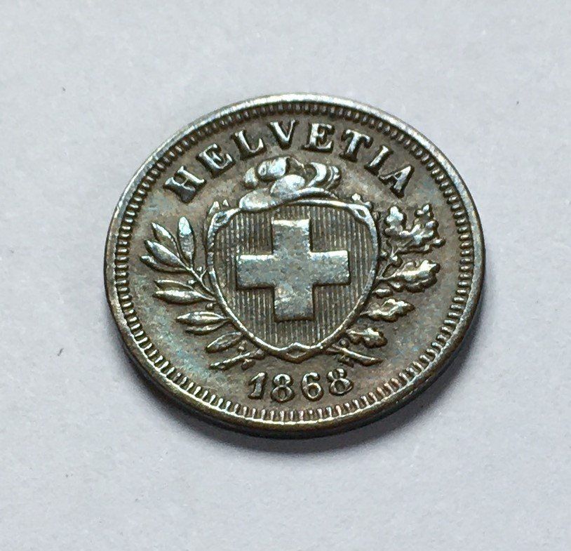 Tutti le monete: 1868 1 Rappen Abart Offene 8 – Usato da Kirchberg SG venduto da Zenhad69