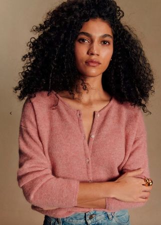 Sézane Cardigan Rosa – Mohair & Baby Alpaka – Gr. L
