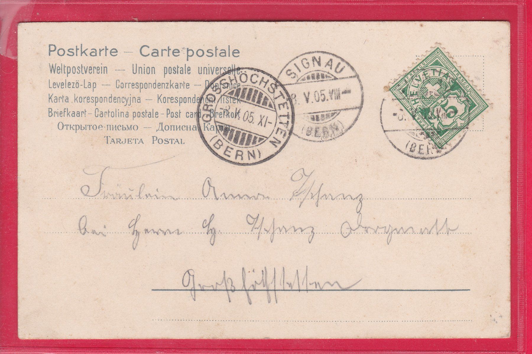 Cartes postales: AUF WIEDERSEHEN, 8.5.1905 – D'occasion à Oberrieden par Gebirgsstelze 1