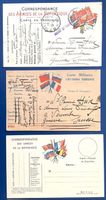 1916 Frankreich 3 Militar Postkarten 2 mit Zensur 1 x **