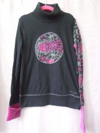 Gr. 134 DESIGUAL Langarmshirt schwarzgrau lilapink s.Masse