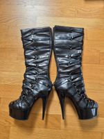 Lack-Plateau-Stiefel, Gr. 37, Schwarz, Pleaser DELIGHT-2011