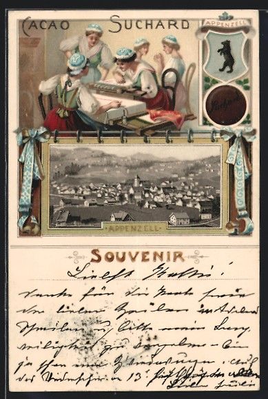 Cartoline postali: Litho Appenzell, Gesamtansicht, Weberinn – Usato da Berlin venduto da bartko-reher