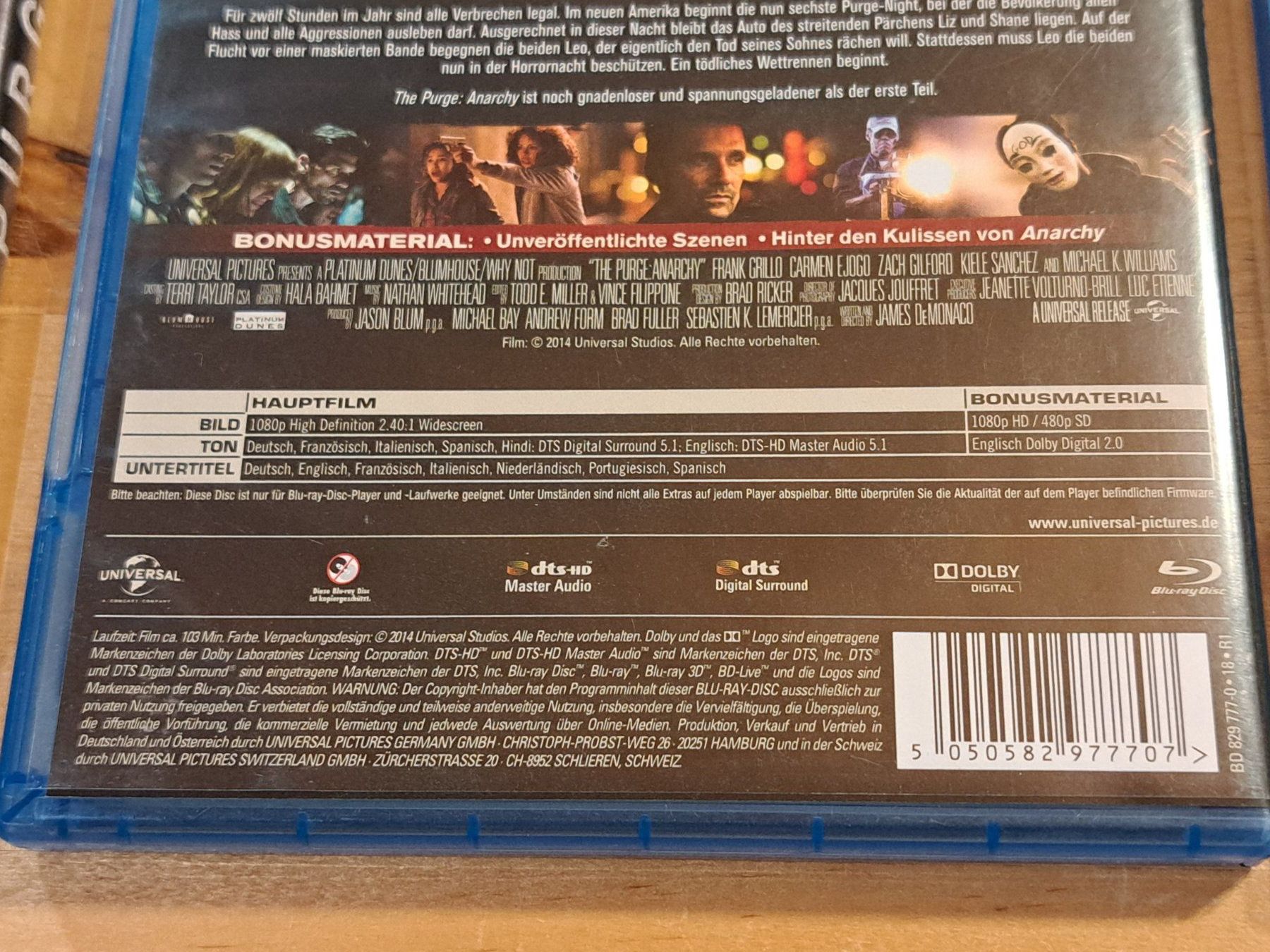 Tutti i DVDs: Set mit 3 Blu-Rays, THE PURGE 1, 2 und 3 – Nuovo (secondo la descrizione) da Unterseen venduto da Kanica 6