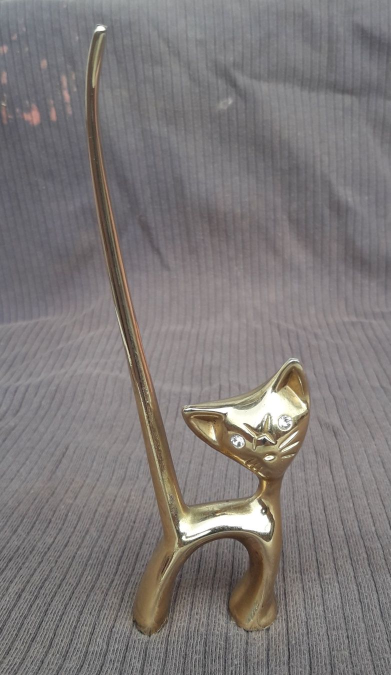 Statuette: Katzen-Figur Messing als Fingerringhalter oder Deko – Usato da Bern venduto da Delphin77