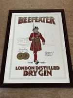 Magnifique miroir publicitaire vintage des années 70 Dry Gin