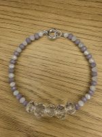Armband Lila Weiss Kristall Glas Perlen 