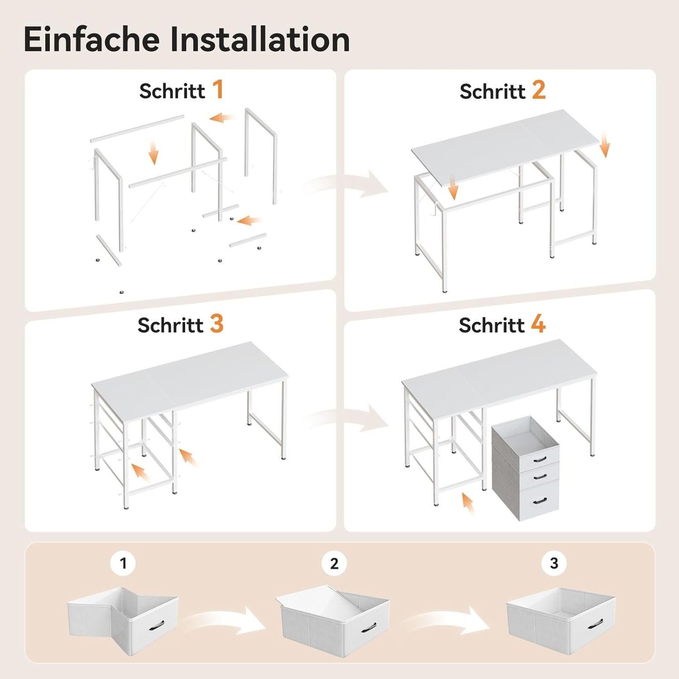 Scrivanie: Schreibtisch mit 3 Schubladen Computertisch 120cm Weiss – Nuovo e nell'imballaggio originale da Schaffhausen venduto da tra_6j5m 7