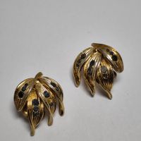 Vintage Ohrclips vergoldet Struktur Tropfen-Form #C1