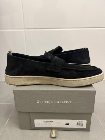 Officine Creative Black Suede slip-on Herbie loafers (40)