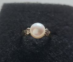 Gold 585 Ring Mit Perle und Diamanten