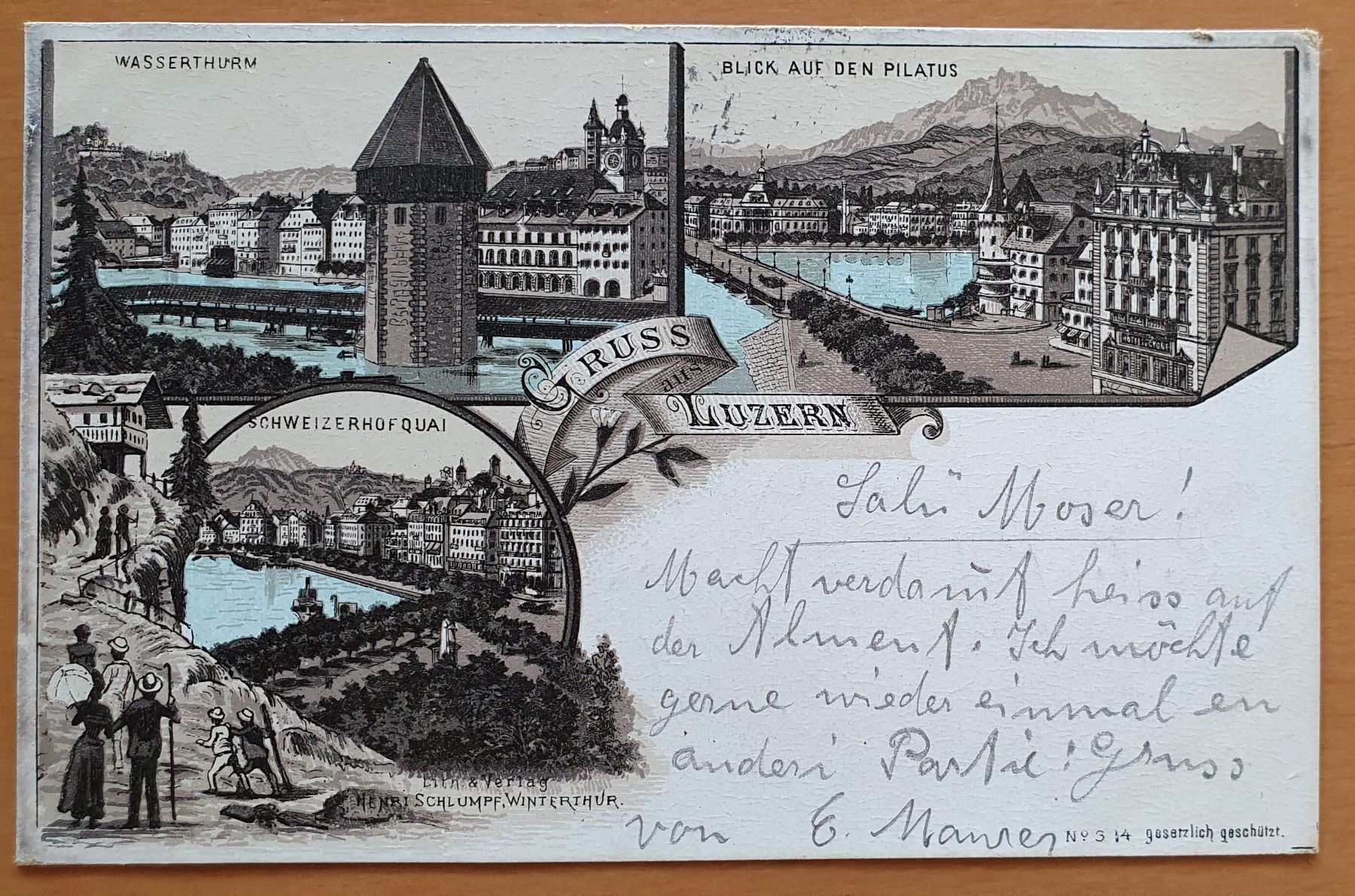 Ansichtskarten: Gruss aus Luzern  - Schlumpf Litho – Gebraucht aus Kreuzlingen von Rschweiz1