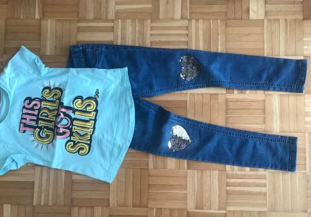 T-Shirt + Jeans Leggins Palomino Grösse 128 - Porto 3.40