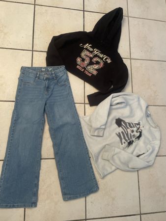 C&A Mädchen Kleiderpaket, Jeans Wide, Pullis, Gr. 134/140