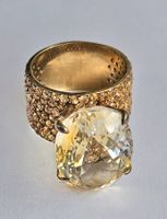 Ring Citrin gelbe Safire Silber Grösse 57
