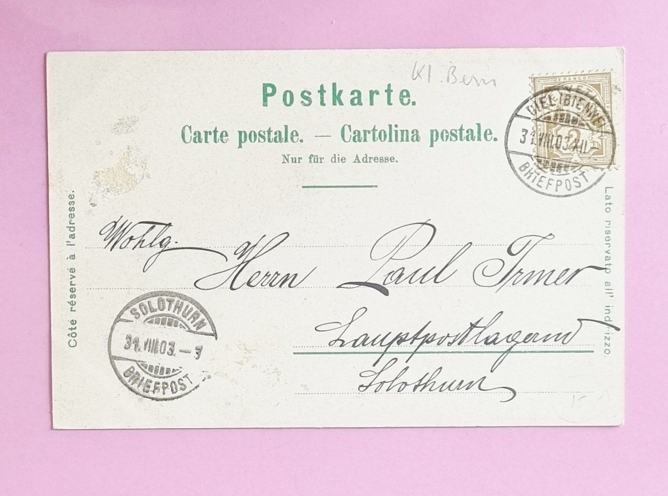 Cartoline postali: Gruss aus Biel - Litho - 1903 – Usato da Rothrist venduto da RROENK 1