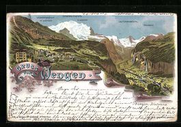 Litho Wengen, Gesamtansicht mit Lauterbr