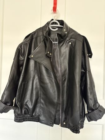 Lederjacke schwarz Gr. XXl Oversized Bikerjacke Look Neuwert