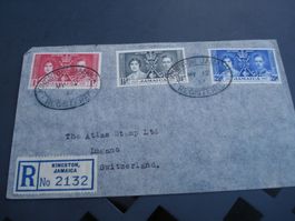 Jamaica, R-FDC 1937, Satz Krönung, gelaufen