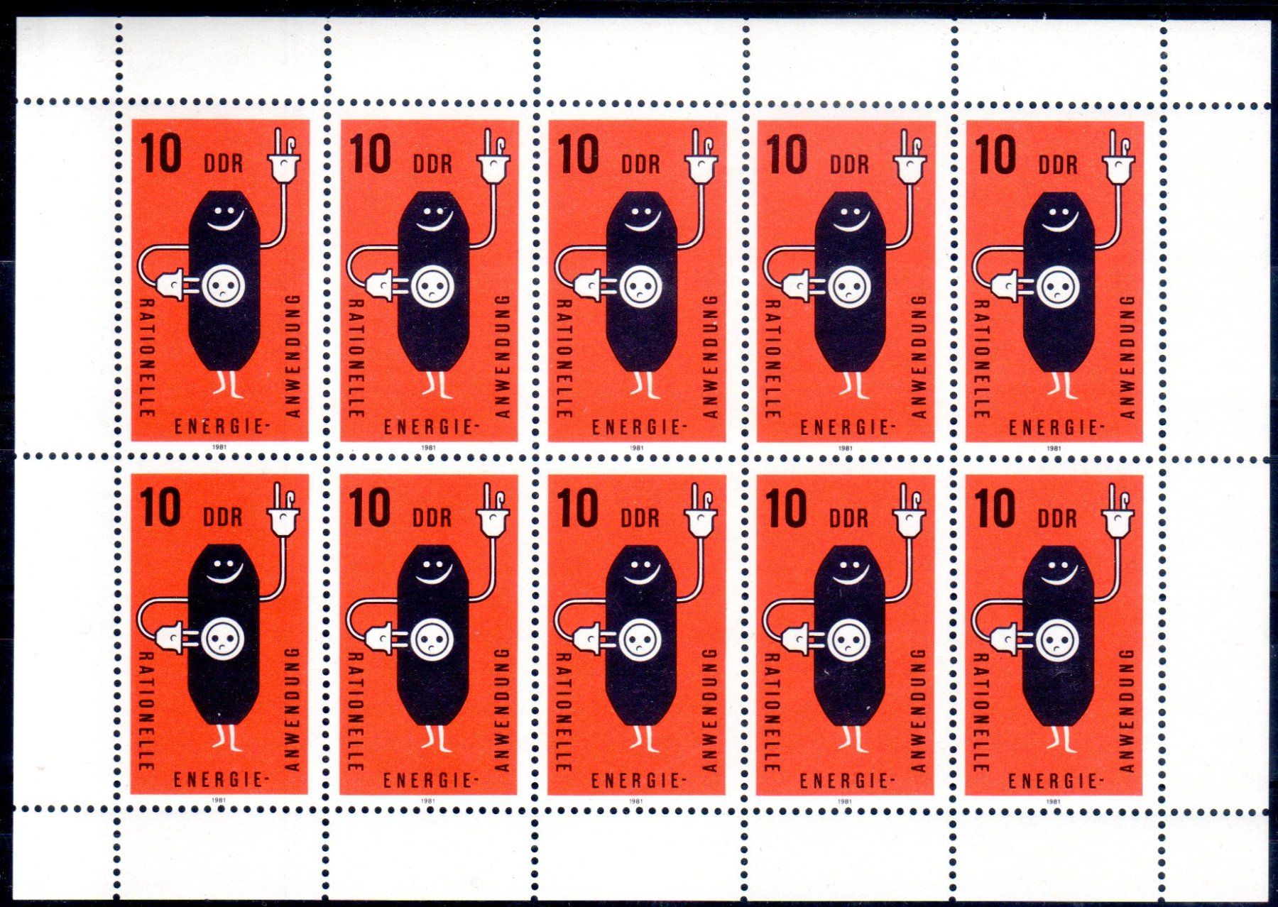 Alle Briefmarken: ENERGIEANWENDUNG KLEINBOGEN 1981 DDR ** POSTFRISCH ** - C757 – Neu (gemäss Beschreibung) aus Losone von EM2019