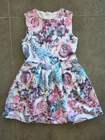 Superbe robe à fleurs rose et bleue pour fille, été chic