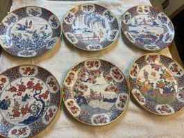 Japanische Vintage Teller, 6 Stk., Top 23cm (T)