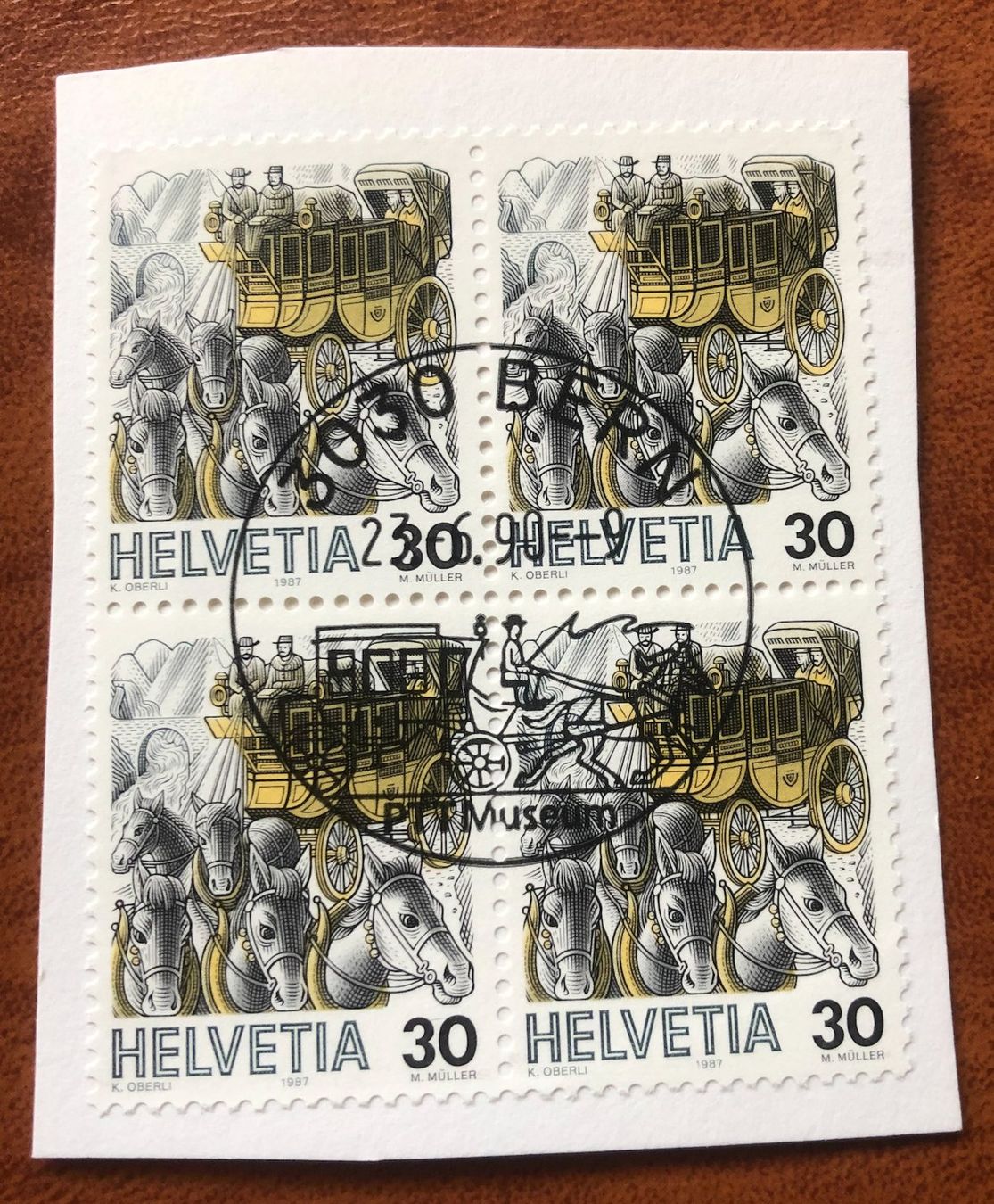 Tutti i francobolli: 4 er Block Nr.735 mit Papier Stempel Bern – Usato da Aarau venduto da Billa007