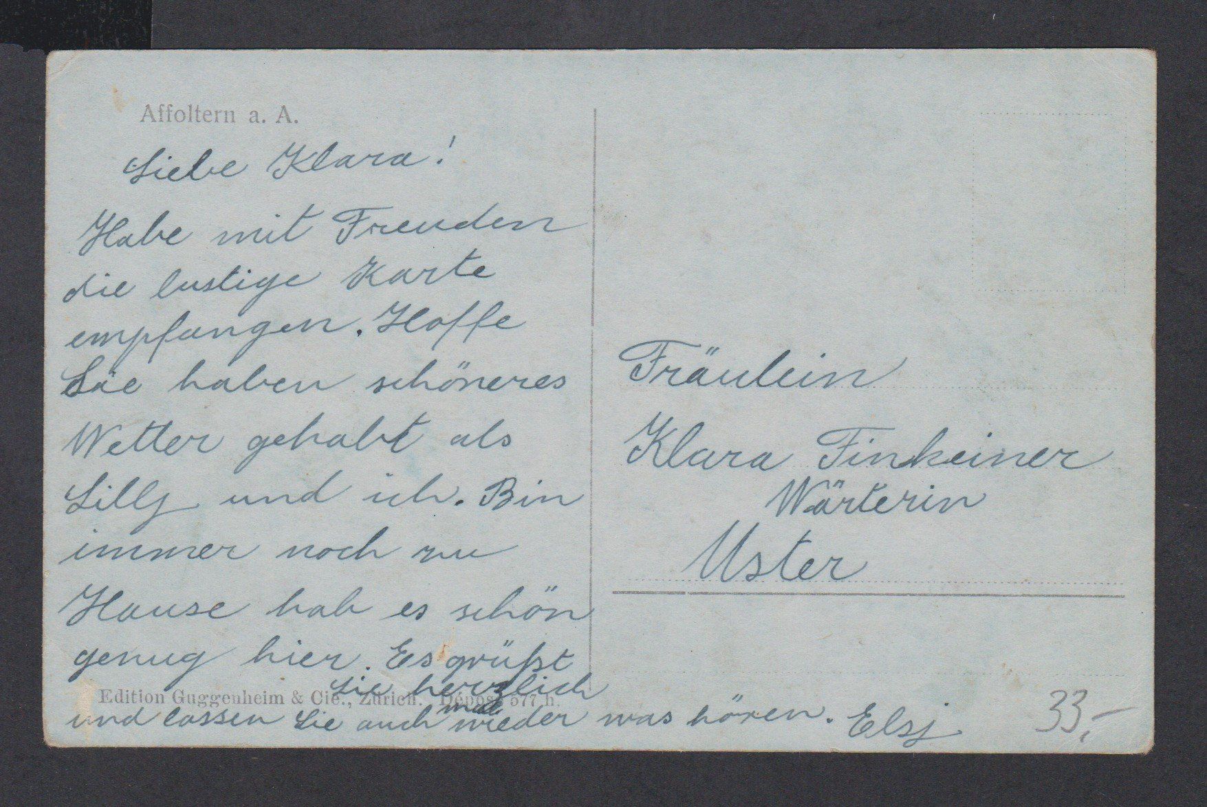 Cartoline postali: Affoltern am Albis   ZH   :   alte Ansichtskarte ca. um 1910 – Usato da Vitznau venduto da Ropaku 1