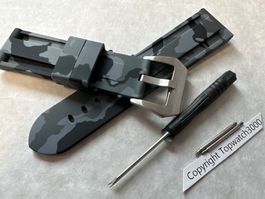 24mm Rubberstrap, Uhrenarmband Ersatzband für Panerai 2 Pins