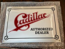 Emailleschild  „Cadillac Authorized Dealer“ 50x35 cm