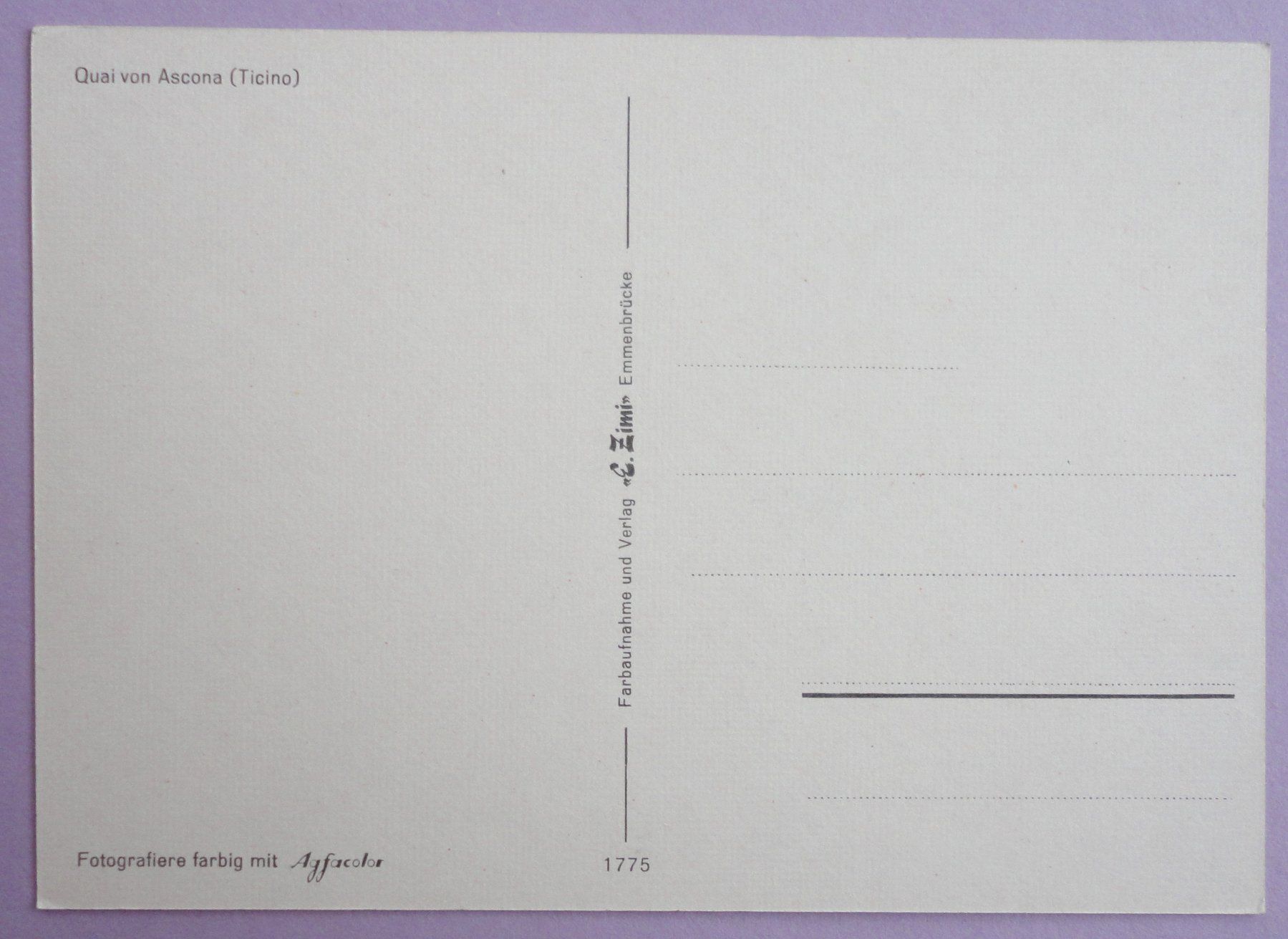 Cartoline postali: Quai von Ascona – Usato da Fétigny venduto da Billy2miny 1