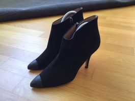 Zara Black Suede Heeled Ankle Boots 41, spring autumn classy