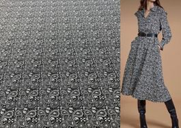 Ital. Designer Baumwolle Elastan 1.65x1.50m Paisley Skull