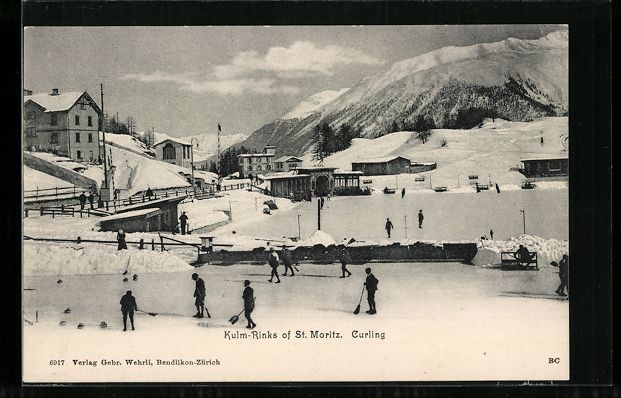 Cartoline postali: AK St. Moritz, Curling auf dem Eisrink – Usato da Berlin venduto da bartko-reher