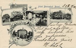 Hotel BERNERHOF Basel sehr schöne Mehrbildkarte BS gel. 1902