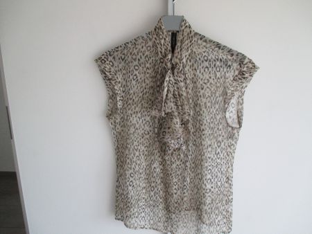 Bluse Marc Cain, Tigermotiv olive mit Schluppe, Gr. 38/3
