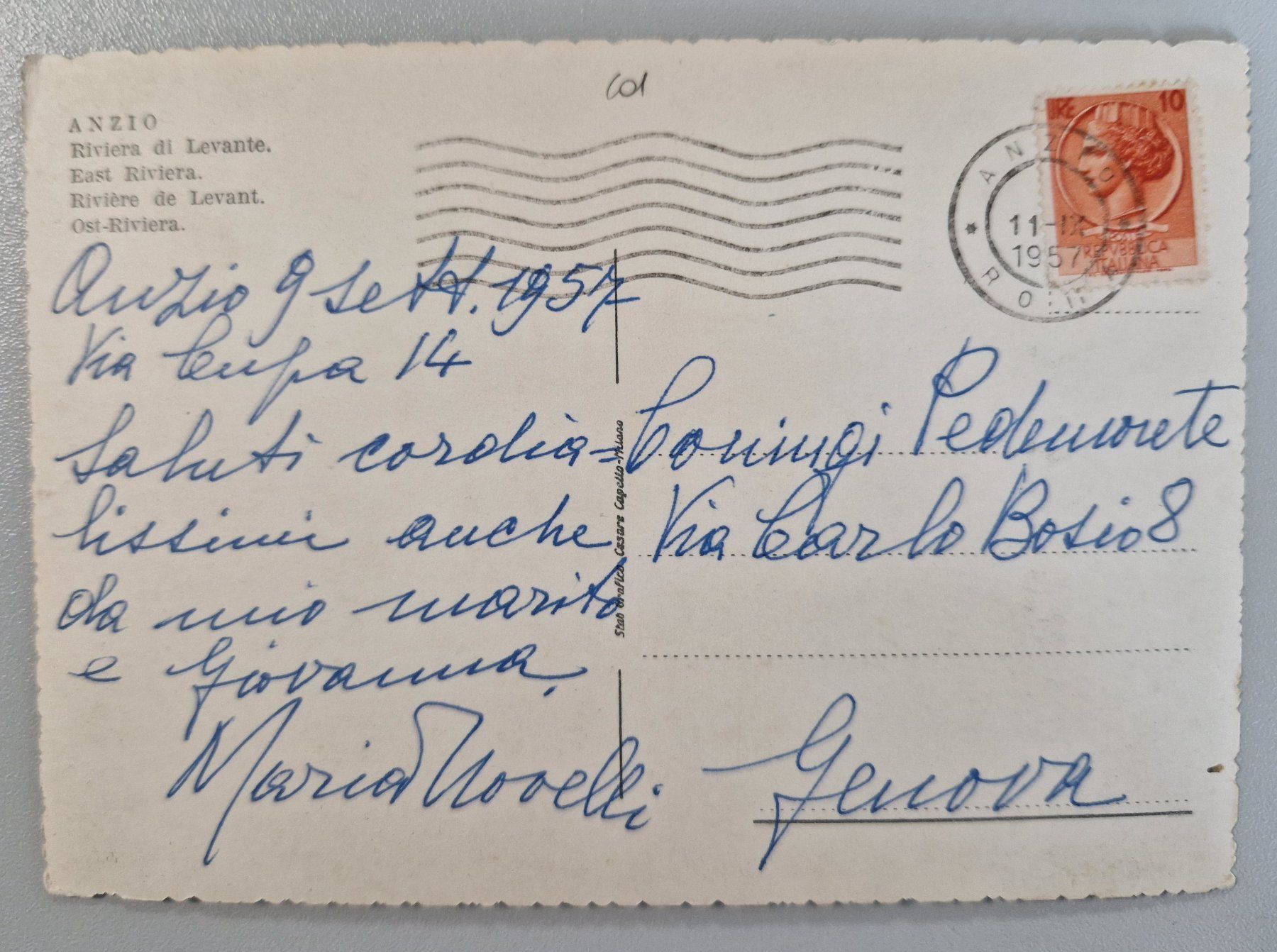 Ansichtskarten: Anzio, Italien 1957 Vintage – Gebraucht aus Melchnau von Arthurius 1