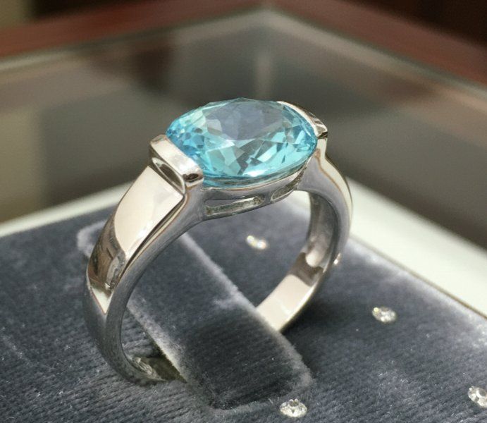 Anelli: Edler Silberring 925 mit Aquamarin - NEU – Nuovo e nell'imballaggio originale da Uetikon am See venduto da Coralreef 1