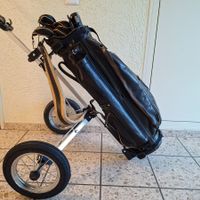 Seltener antiker englischer Golf Bag mit Trolley