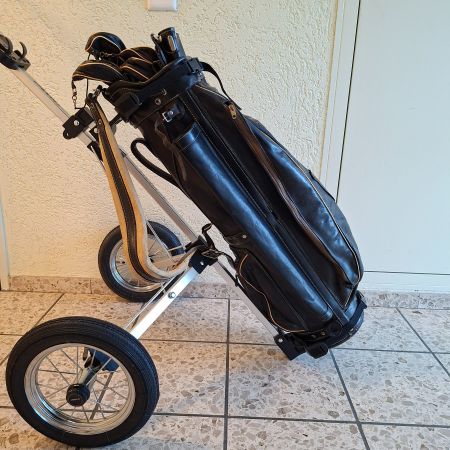 Seltener englisch. Golf Bag Royal Cowide Slazenger & Trolley