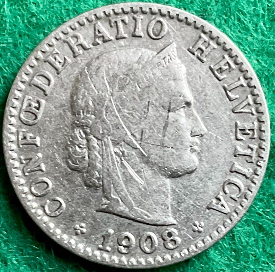 Tutti le monete: Pièce de 20 ct suisse 1908 – Usato da Plan-les-Ouates venduto da gab_cgf6