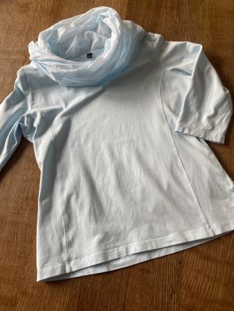 SUSSKIND Pullover mit Tüllkragen Gr.M Himmelblau / exklusiv