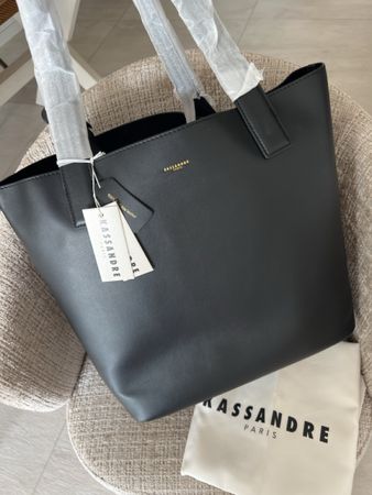 KASSANDRE Shopper schwarz mit Pochette Leder neu