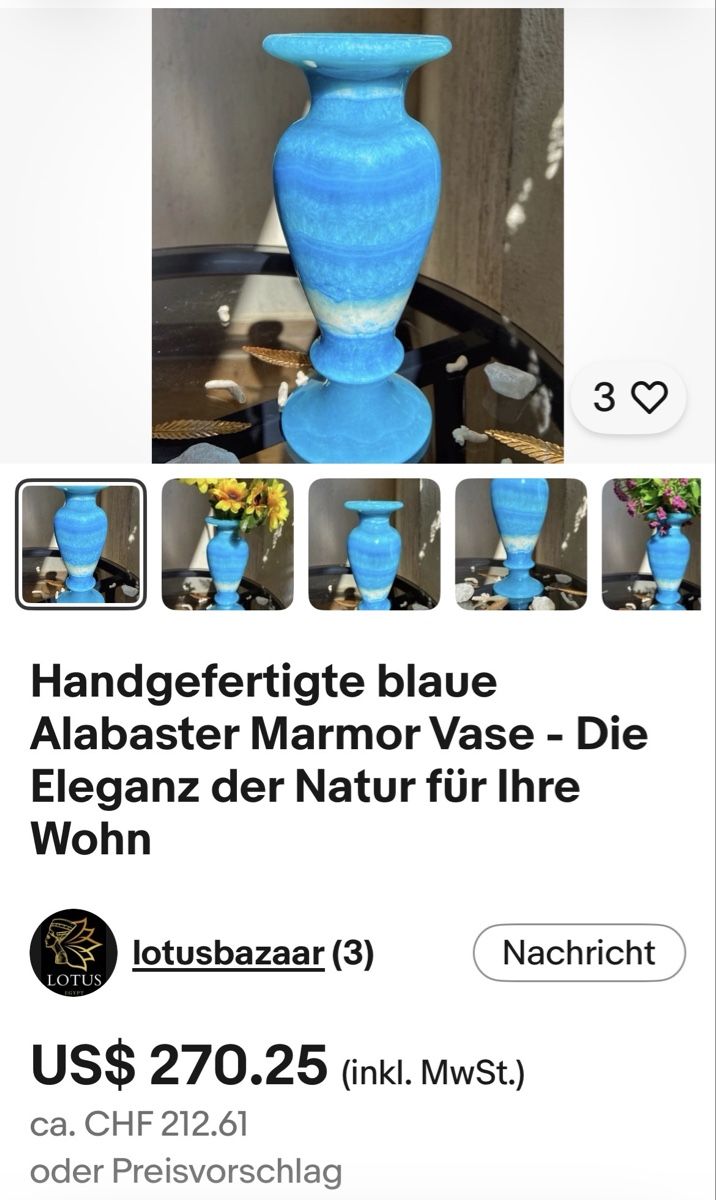 Vasi & Recipienti: Ägyptische Marmor-Alabastervase – Nuovo e nell'imballaggio originale da Männedorf venduto da Maru83 4