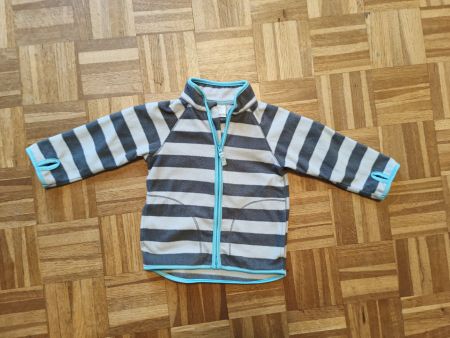 H&M Fleece Jacke Gr 86 Kinder gestreift grau/weiss/blau