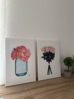 2er Set Wandbilder mit Blumenmotiv: 45x30 cm
